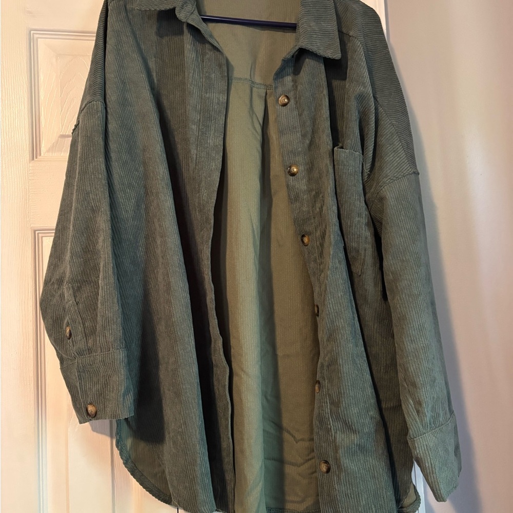 Olive Green Corduroy Utility Jacket